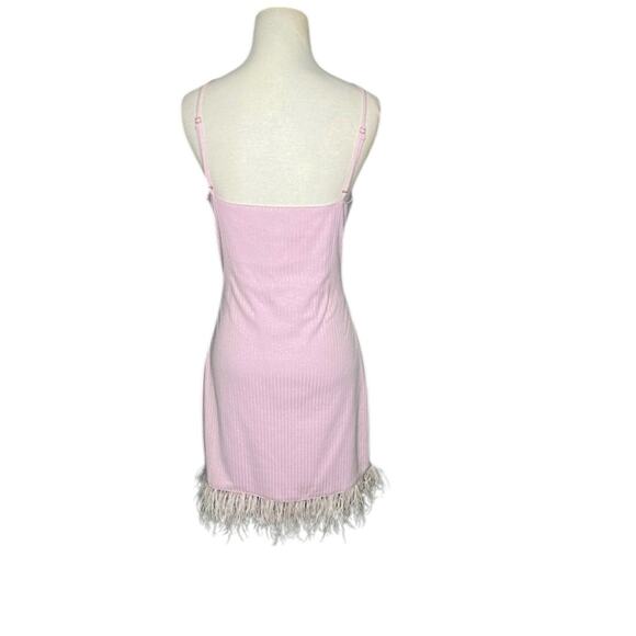 NWOT SAYLOR Ainsley Feather Trim Ribbed Halter Mini Dess Lavender – Sz M - Picture 3 of 8
